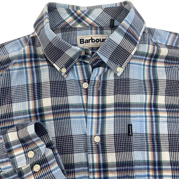 Barbour Other - Barbour Warren Shirt Mens Large Blue Plaid Tailored‎ Fit Long Sleeve Button Up